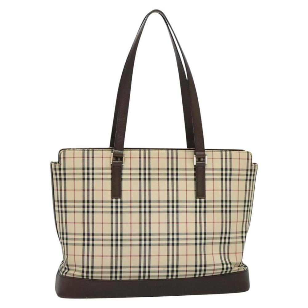 BURBERRY Nova Check Tote Bag Canvas Beige Silver Auth KD427 - Picture 13 of 16
